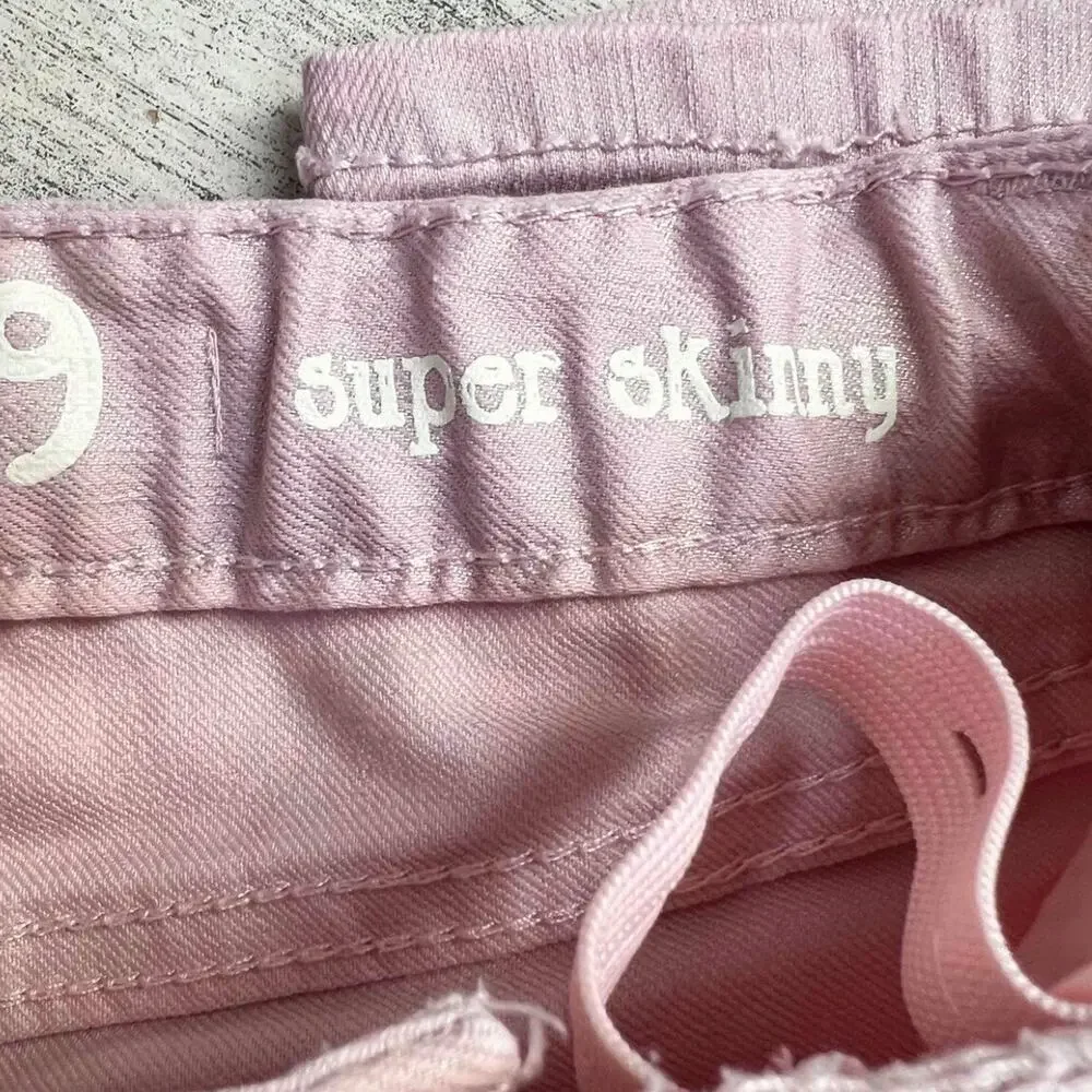 🌻3/$25 Gap Kids Skinny Jeans Girls Size 10 Pink Shimmer Adjustable Waist Stretch